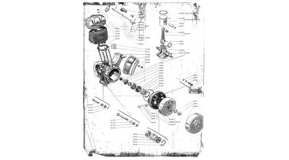 Cylinder, krukas, lagers, pakkingen motor Lambretta A