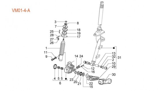 Amortisseur avant, colonne de direction, moyeu avant