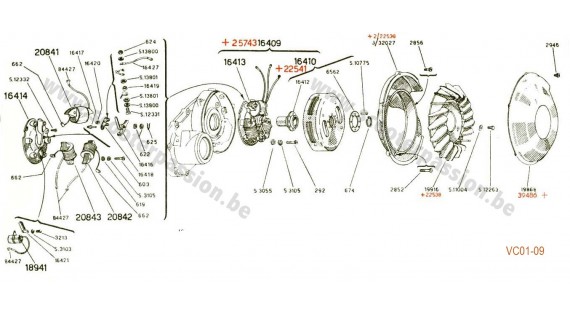Allumage, volant moteur et cache volant moteur 