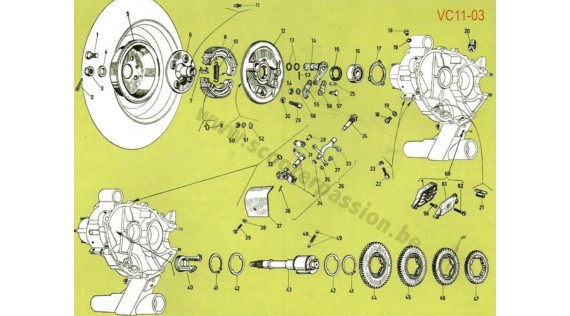 Boîte de vitesses et frein arrière