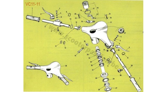 Guidon, compteur et roulements de fourche