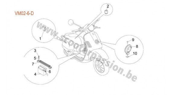 Batterie, klaxon et relais