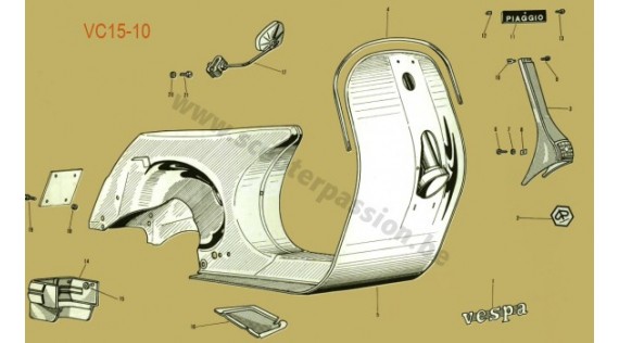 Châssis, tablier, descente de klaxon et rétroviseurs de tablier