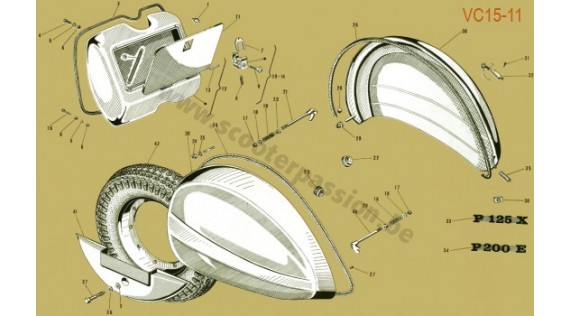 Boîte à gants, ailes et roue de réserve