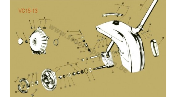 Fourche, garde-boue et moyeu et frein avant