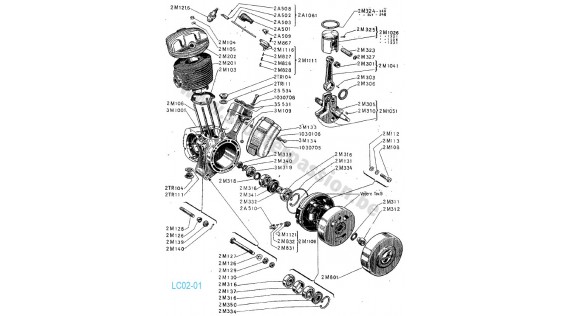 Groupe thermique, vilebrequin, carter avant Lambretta B