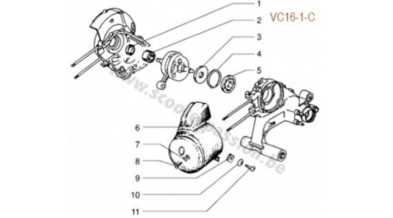Vilebrequin, roulements, joints spis, cache cylindre