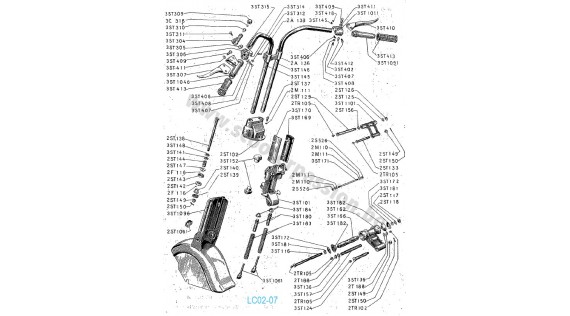 Fourche, guidon et garde-boue avant Lambretta B