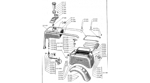 Benzinetank, handschoenenkast, achterlicht Lambretta B