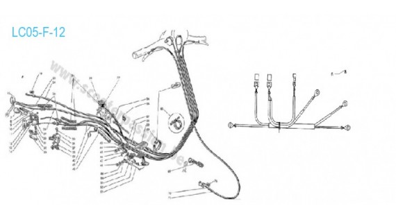 Lambretta F elektrische kabelboom, mantels en kabels