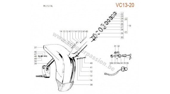 Fourche, roulements de fourche et garde-boue