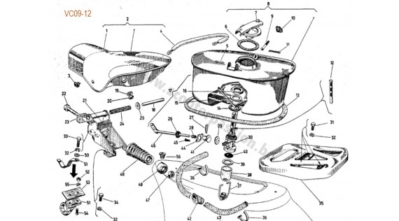 Réservoir, robinet et selle 