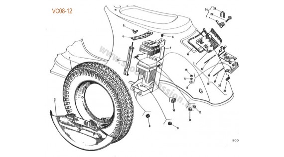 Roue de réserve et boite à gants arrière GS 160