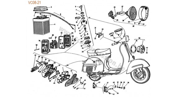 Phares, feux, commutateurs, klaxon et contacteur - GS 160