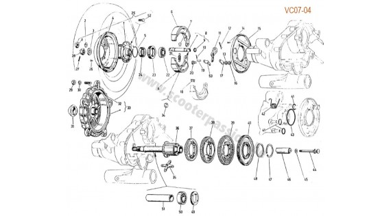 Boîte de vitesses, tambour de frein arrière