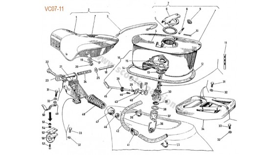 Réservoir, robinet et selle