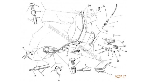 Gaines, câbles et pédale de frein arrière
