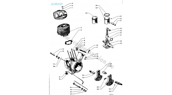 Cylinder, zuiger en krukas Lambretta C
