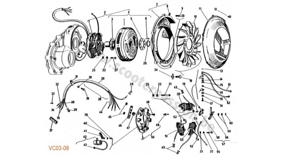 Allumage, volant moteur, cache volant moteur
