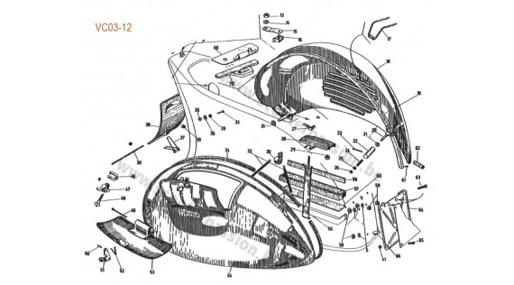 Ailes, supports de selle et de batterie, portillon carburateur