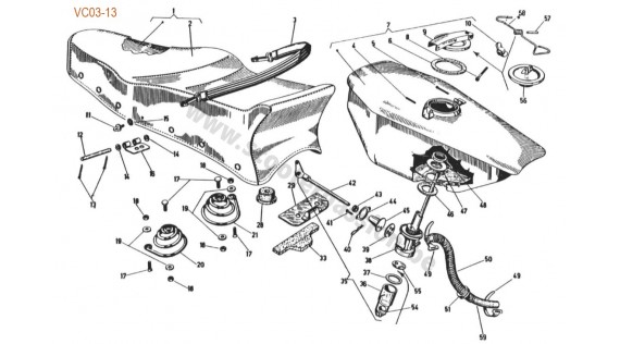 Réservoir, robinet et selle