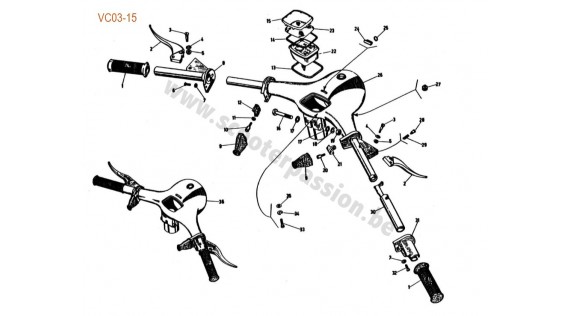 Guidon et commandes de frein et d'embrayage - VS1