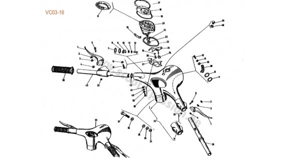 Guidon, compteur et commandes de frein et d'embrayage - VS2 à VS5