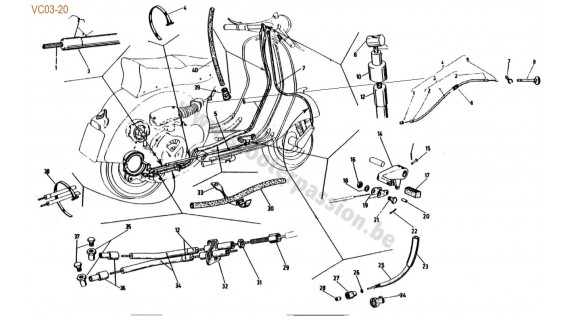 Gaines, câbles et pédale de frein arrière