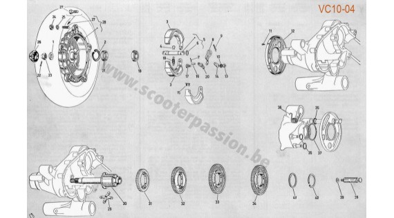 Boîte de vitesses, tambour et frein arrière