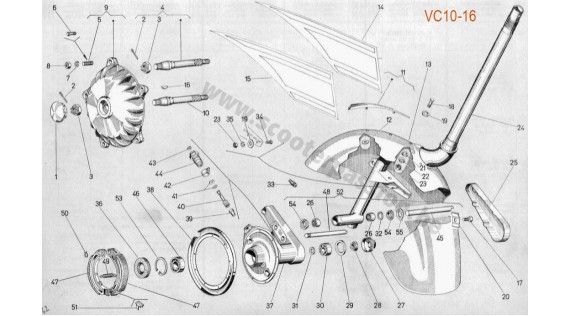 Fourche, garde-boue, neiman et amortisseur avant