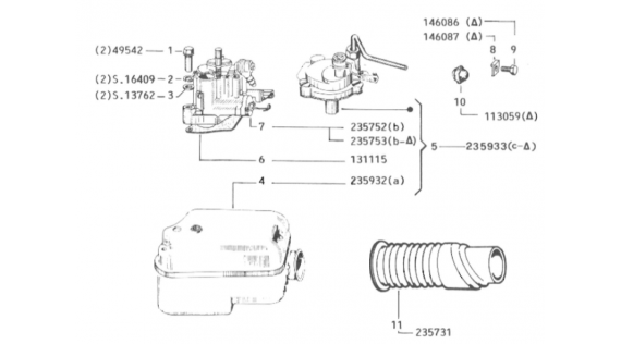Carburateur et soufflet d'admission