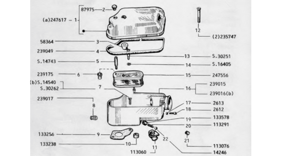 Baignoire de carburateur et filtre à air