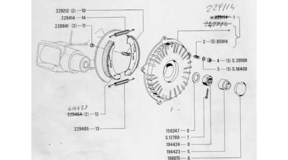 Tambour et garnitures de frein arrière
