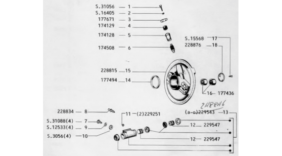 Contre moyeu, insert compteur et porte garnitures et cylindre hydraulique de frein avant