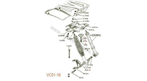 Amortisseur arrière et supports