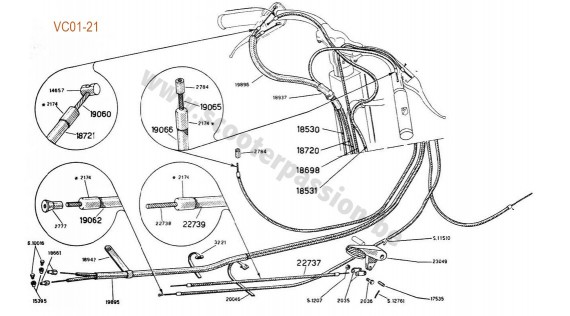 Gaines, câbles, serres-câbles et pédale de frein arrière