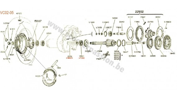 Pignon élastique, boîte de vitesses, tambour de frein et frein arrière