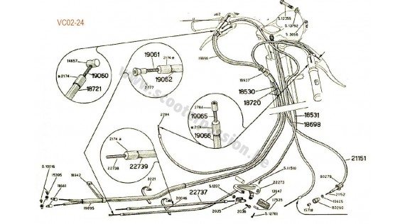 Gaines, câble, serres-câbles et pédale de frein arrière
