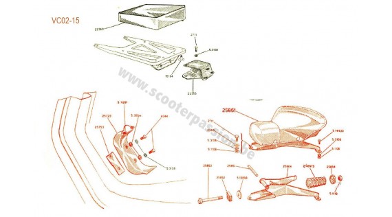 Selle arrière, pouf et support roue de réserve