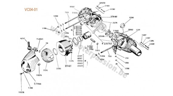Carter, groupe thermique, roulements, cache cylindre